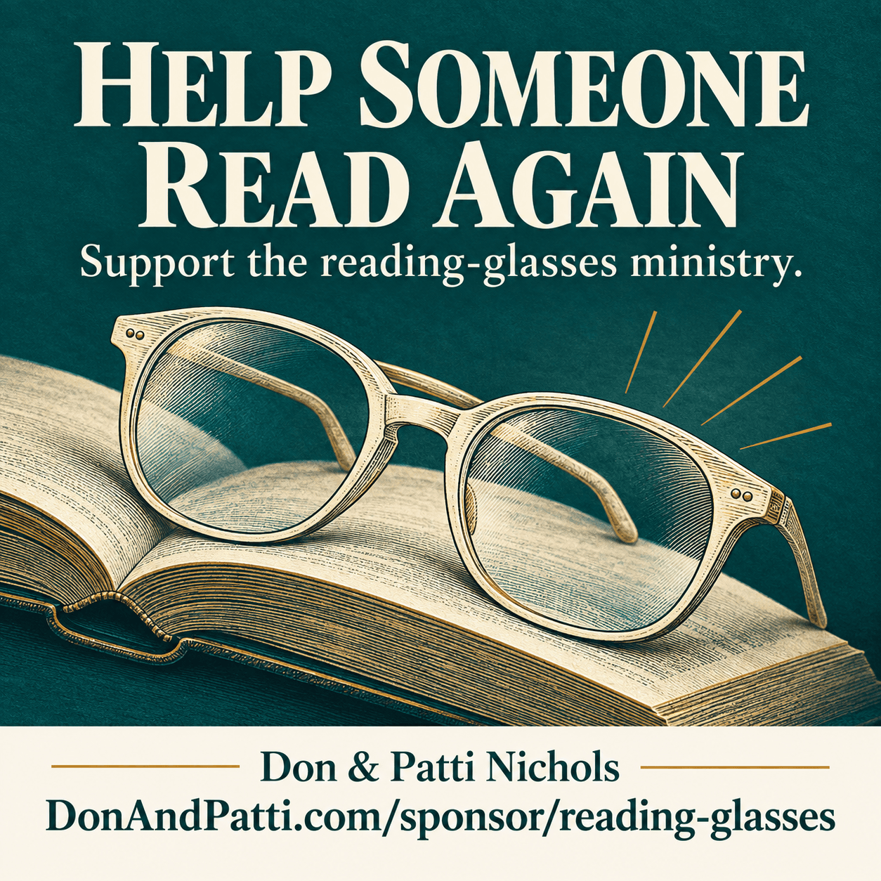 Help someone read again. Don & Patti Nichols ministry graphic.