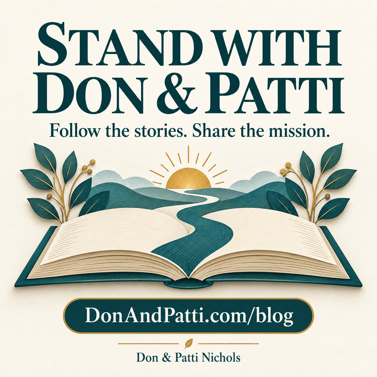Stand with Don & Patti. Don & Patti Nichols ministry graphic.